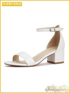 Women's Open Toe Ankle Strap Low Block Chunky Heel Sandals Faux Leather